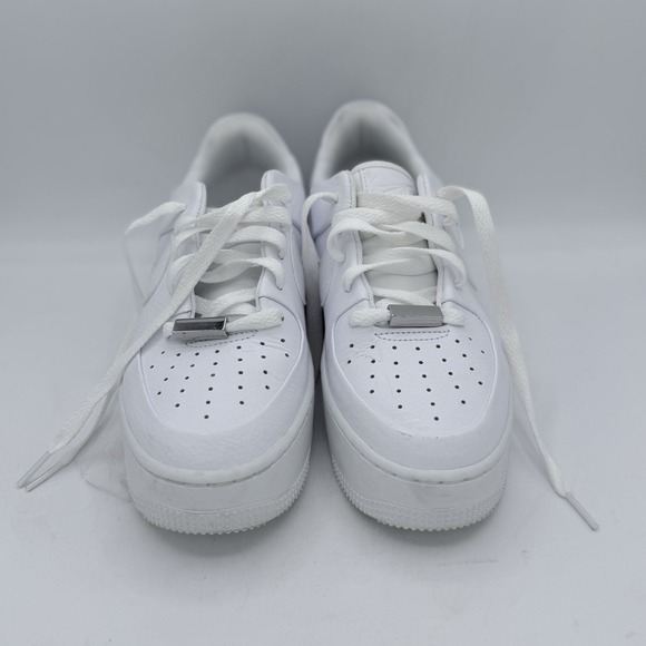 Nike Women's Air Force 1 Sage Low Triple White Platform Sneakers Size 7 - Picture 4 of 9